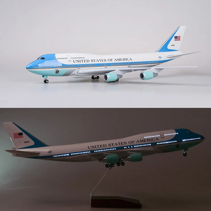 47 см модель PlaneToys Boeing 747 Air Force One модель самолета со светом и колесом 1/150 масштабная модель полученная литьем под давлением украшение из