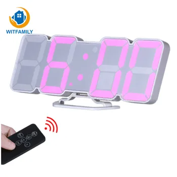 

3D Wireless Voice control Table Digital Wall Alarm Clock Remote Night Wall Watch Multiple color variations 24 Or 12 Hour Display