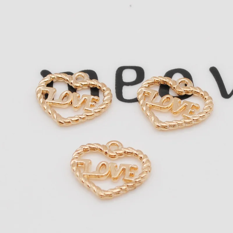 

20PC/Lot Fashion Gold Color Heart LOVE Charms 15*14mm Bracelet Necklace Jewelry Accessories Pendant Charm