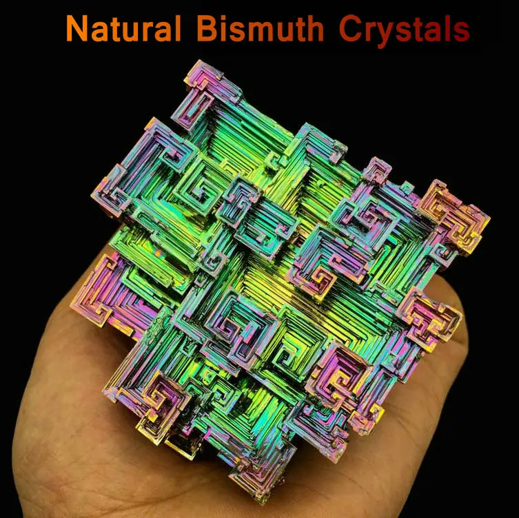  OLCANA Bismuth Crystals Bismuth Bi Metal Crystal Rainbow Bright  Metal Mineral Specimen Original Nature Art Artwork Decorative Article for  Meditation (Size : 100 150g) : Health & Household