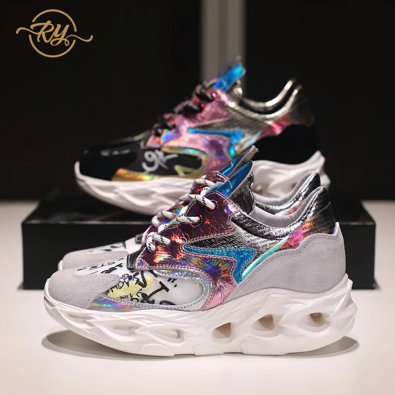 

RY-RELAA women sneakers 2018 Genuine Leather wedges shoes for women fashion white shoes ins style designer shoes summer shoes