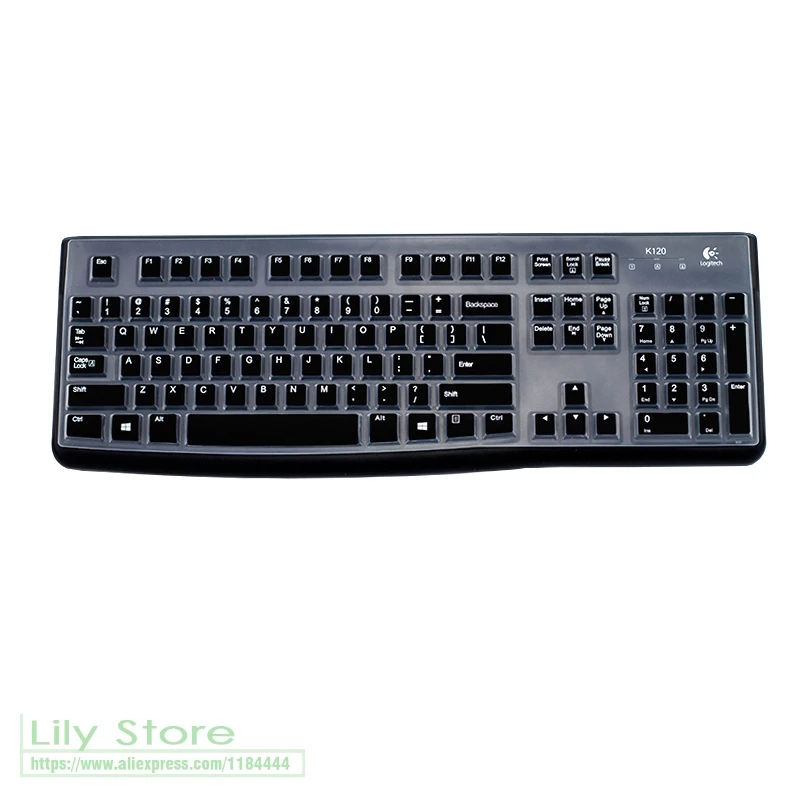 Силиконовый пылезащитный механические Беспроводной настольной клавиатуры Защитная крышка для logitech MK120 K120 Пылезащитный чехол пленка - Цвет: black