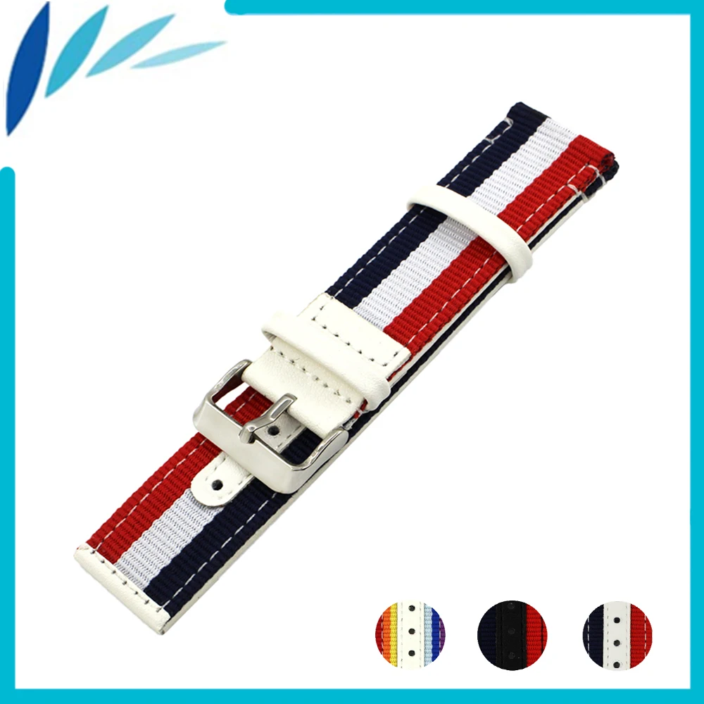 Nylon Nato Leather Watch Band 22mm 24mm for Cartier Canvas Fabric Strap Wrist Loop Belt Bracelet Black White Red Blue Men Women