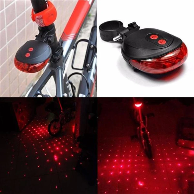 

Bike Cycling Lights Waterproof 5 LED 2 Lasers 3 Modes Bike Taillight Safety Warning Light Bicycle Rear Tail Lamp #4MY25