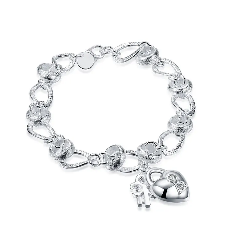 Link Charm Chain Figaro Bracelet Bangle Heart Lock Key Ball Men Women ...