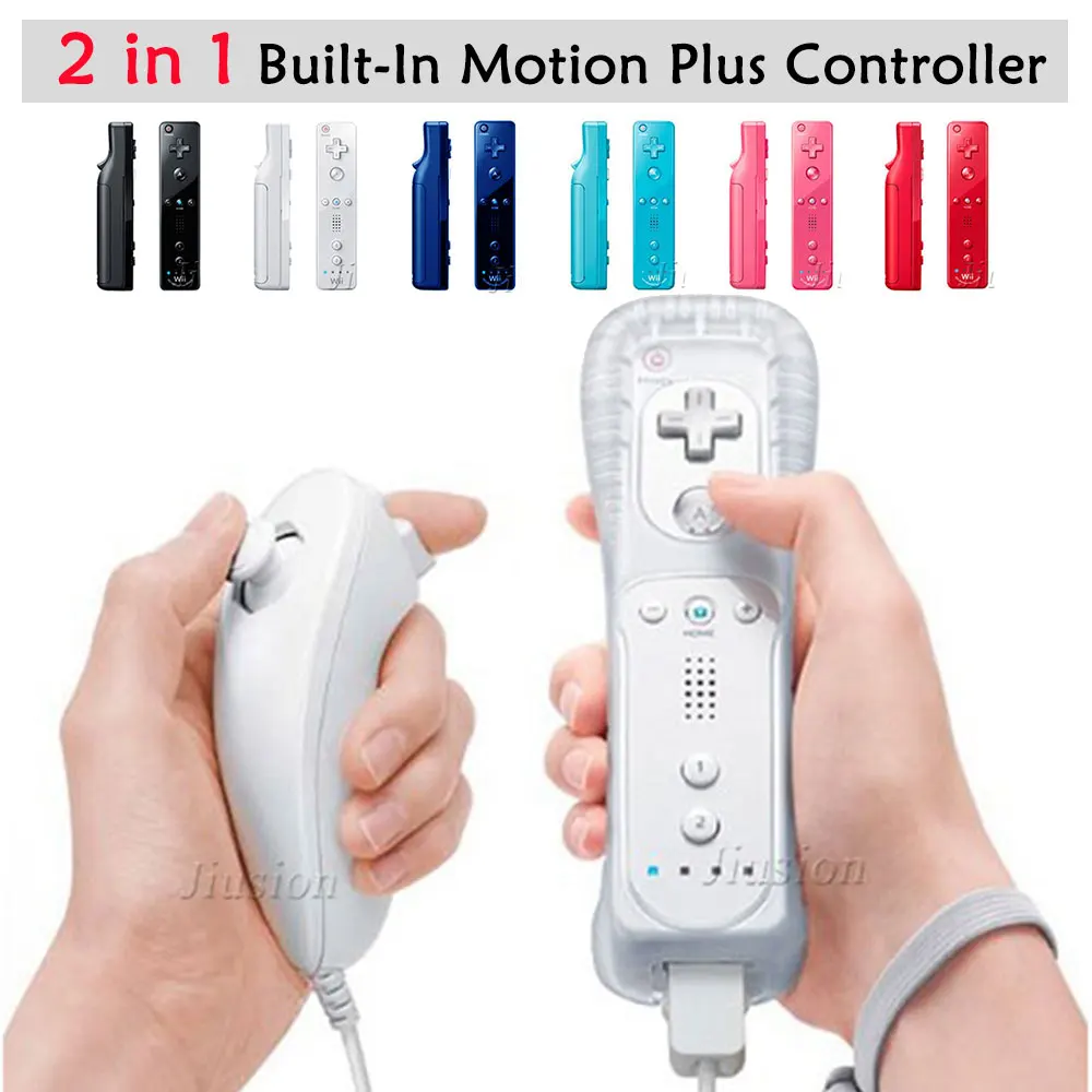 

Built-in Motion Plus Nunchuck For Nintendo Wii 2In1 Set Wireless Gamepad Joystick Controller Remote Game Pad Accessories геймпад