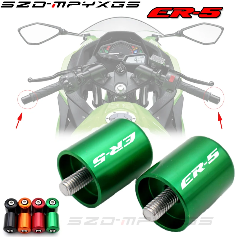 

Motorcycle Accessories CNC Handlebar Grips Bar Ends Cap Slide Laser Logo For Kawasaki ER-5 ER5 ER 5 2004-2005