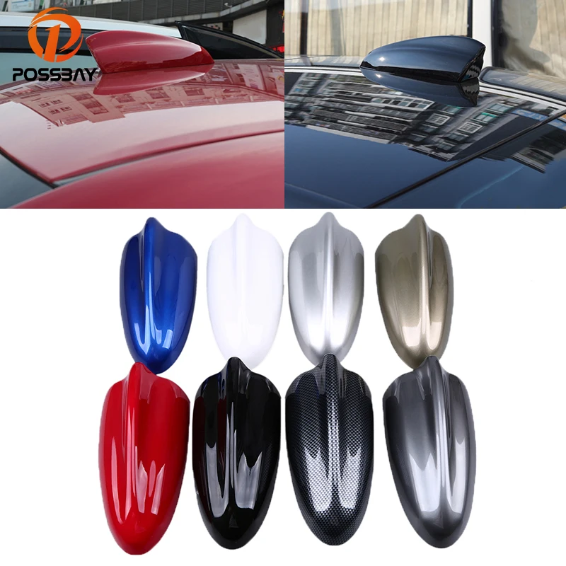 

POSSBAY Universal Car Shark Fin Antennas Carbon Fiber Roof Super Antenna Radio AM/FM Signal Aerials for VW Polo Ford Opel Ford