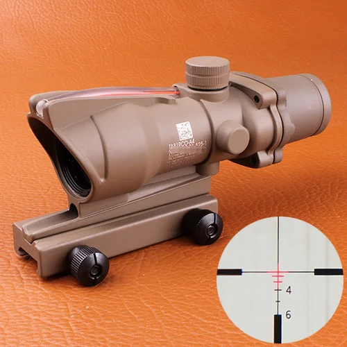 Hunting ACOG 4X32 SCOPE Fiber Source Red Green Orange Illuminated Scope Black Tan Color Tactical Riflescope - Цвет: tan 4X32 Red light