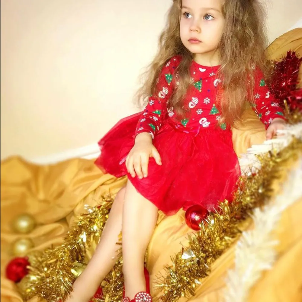 

Toddler Kid Baby Girl Christmas Clothes princess dress girls costumes with long sleeves vestido infantil festa #30