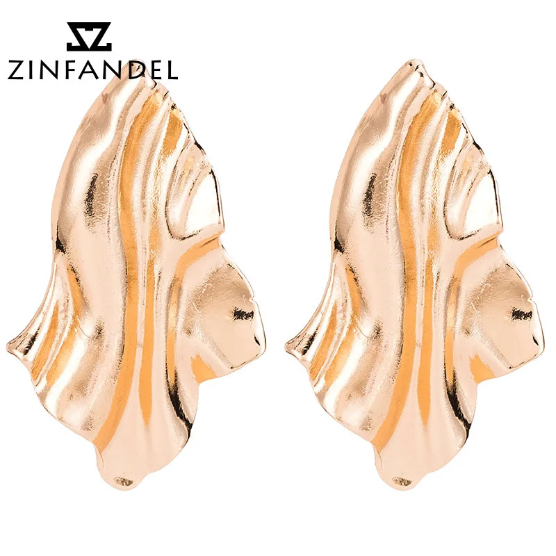 ZINFANDEL Geometric Alloy Big Leaf Earrings Woman Sago Eardrop Female Boho Ethnic Vintage Punk Rock Autumn Fashion Jewelry 2018 | Украшения