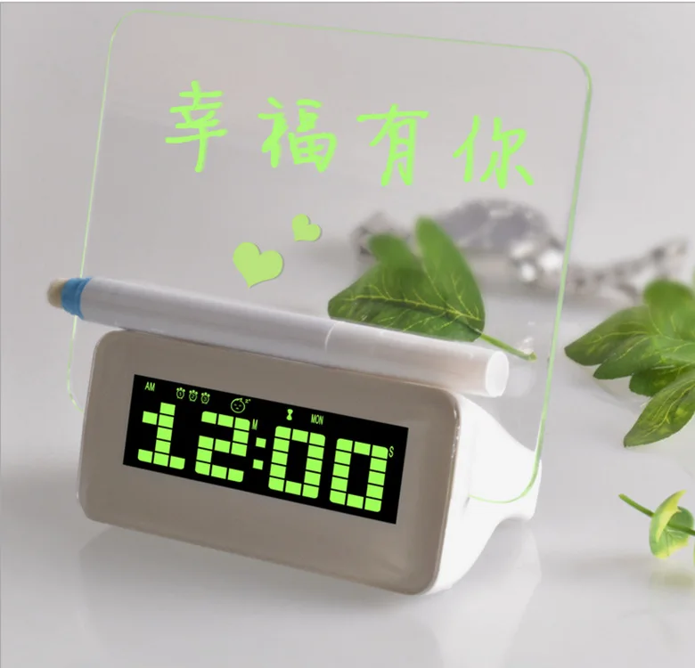 

Digital Alarm Clock Calendar Electronic Desktop Digital Table Clocks LED Fluorescent Digital Alarm Clock With Message Board