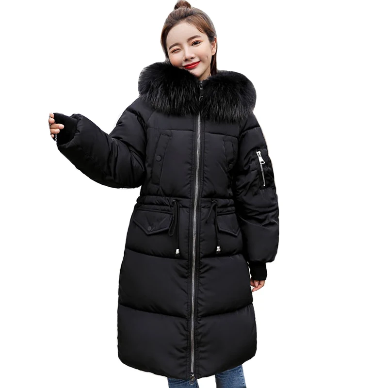 

2019 New Arrival Womens Winter Jackets Solid Color Hooded Warm Thicken Female Coat Long Parka Outwear For Womens Casaco Feminino