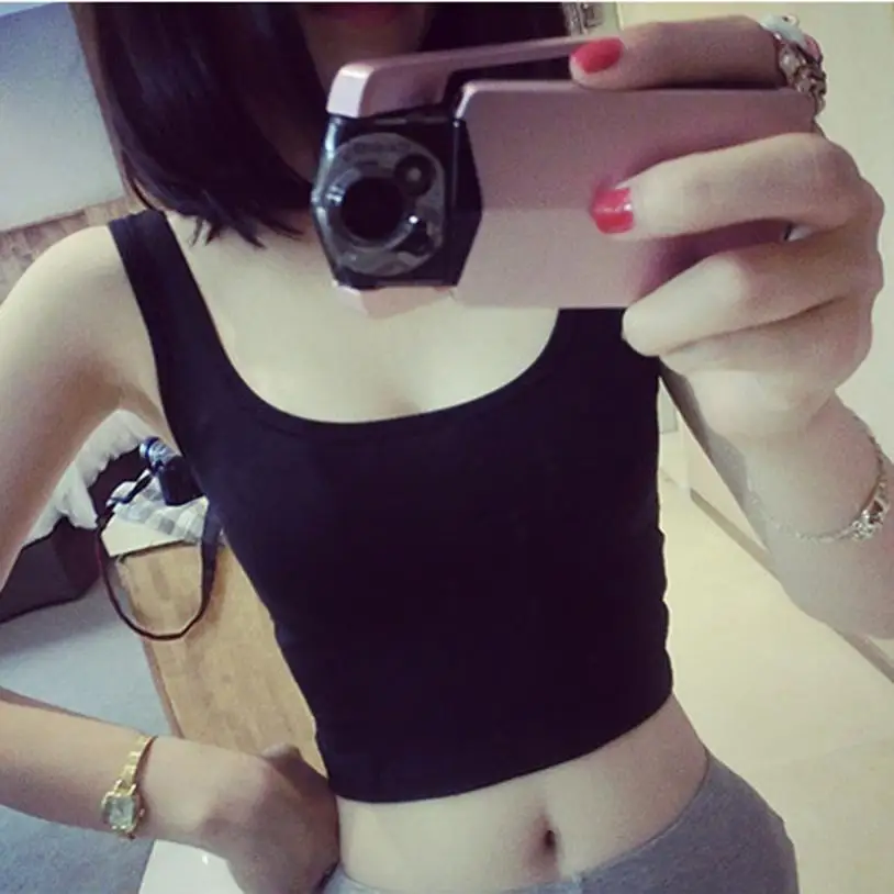 

snowshine3 YLW Women Tight Crop Top Skinny O-Neck T-Shirts Sports Dance Short Vest