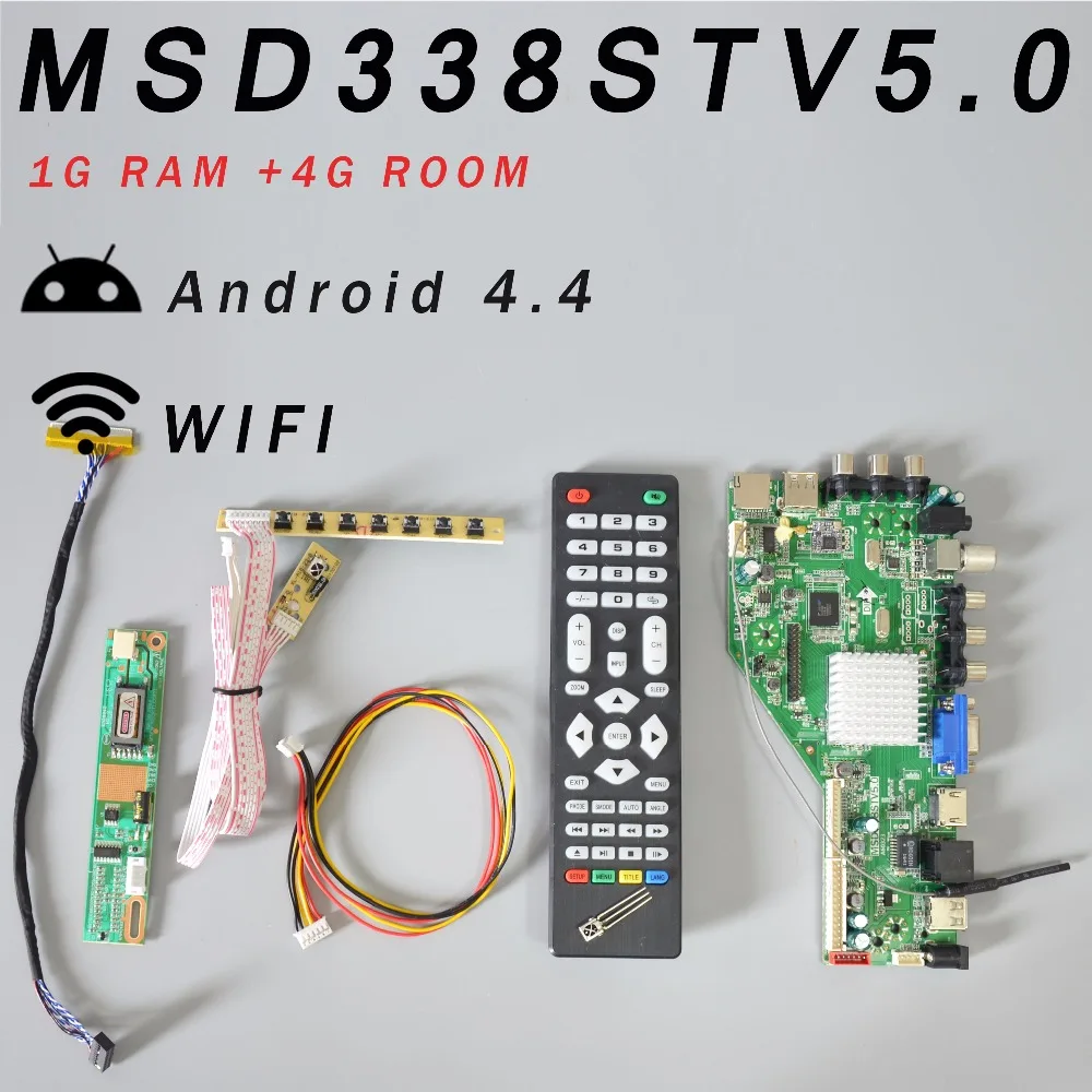 

RAM 1G and 4G storage MSD338STV5.0 Intelligent Wireless Network TV Driver Board Universal Andrews LCD Motherboard+1Lamp Inverter