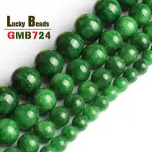 Зеленый натуральные нефриты Камень круглые бусины Свободные камень бусины для самостоятельного изготовления ювелирных изделий браслет Цепочки и ожерелья Палочки Размеры 6/8/10/12 мм 15 дюйм(ов