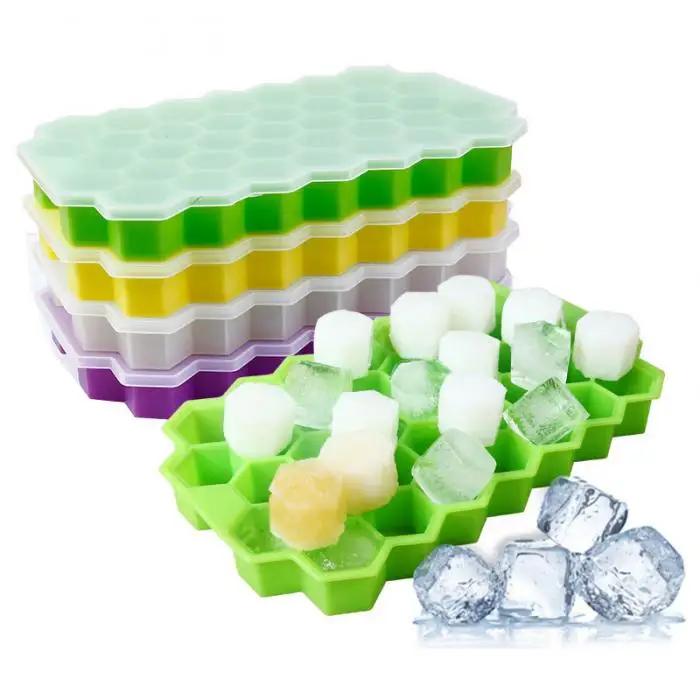 Силиконовые кубики льда лоток 37 сетки DIY Jelly Желе Форма с крышкой для бара Кухня может CSV