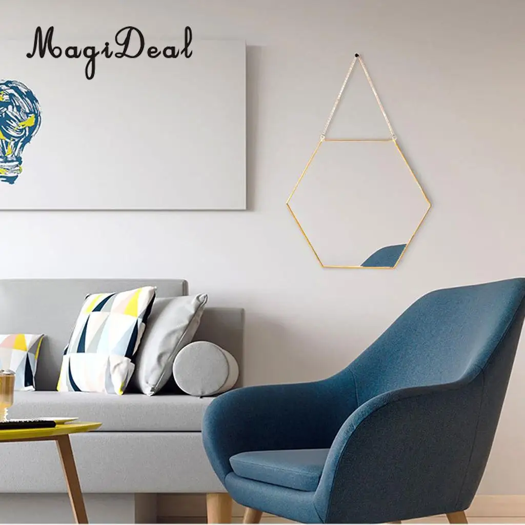 MagiDeal Wrough Iron Golden Frame Mirror Vanity Make Up Mirror Wall Mirror for Bathroom Entryways Washrooms Living Rooms