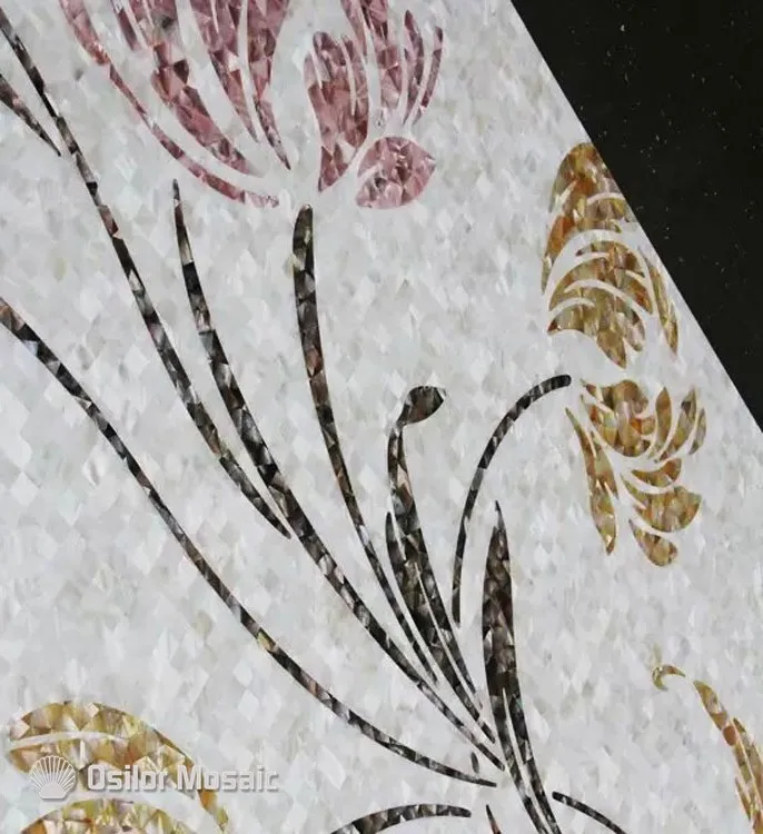 Индивидуальные ручной работы Мозаика Искусство мать жемчуга мозаика плитка Искусство Фрески для украшения для интерьера дома цветочный