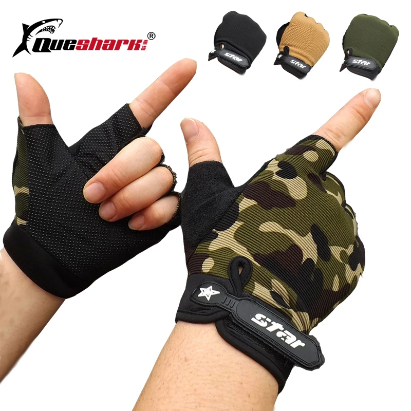 Luvas dos Homens Esportes ao ar New Tactical Meio Dedo Pesca Luvas Anti slip Livre Camuflagem Airsoft Caça Tiro Luvas S 2xl