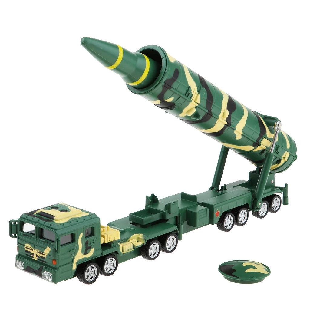 1:64 Alloy Simulation Military Car toy DF-31A Missile launch Vehicle Model Pull Back Musical Flashing Truck Kids Toys