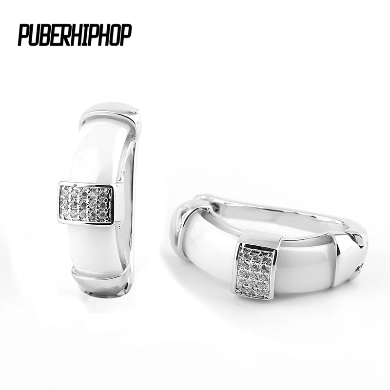 2017 New Fashion Black Natural Stone Women Earrings With Bling Rhinestone Elegant White Ceramic Stud Earrings U Shape For Women 2017 New Fashion Black Natural Stone Women Earrings With Bling Rhinestone Elegant White Ceramic Stud Earrings U Shape For Women