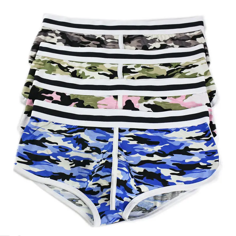 

Wholesale 4Pcs/Lot Mens Camouflage Boxers Sexy Men's Bulge Pouch Trunks Underwear Breathable Camo Boxer Shorts Underpants New