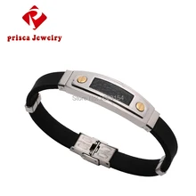 Мужской браслет золотой Шарм ювелирные изделия магнитный стиль браслет с браслет из силиконового каучука браслет из цепи из нержавеющей стали