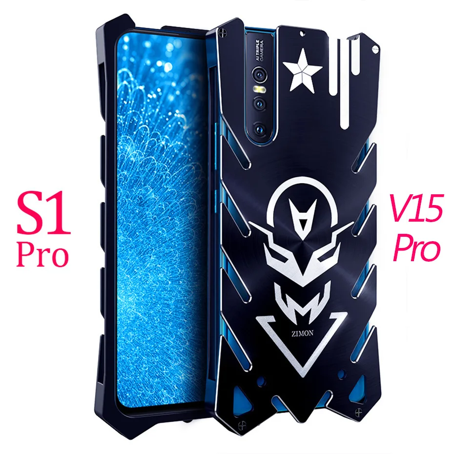 Zimon For Vivo V15 Pro Case Luxury Metal Armor Anti-fall Phone Cover With Dual-Use Hand Strap For Vivo S1 V15 Pro Cover Case