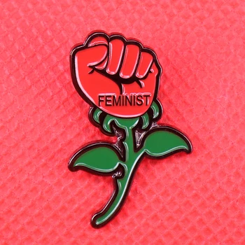 

Feminist enamel pin women rose brooch flower girl power badge future is female jewelry feminism ladies shirts jackets accessory