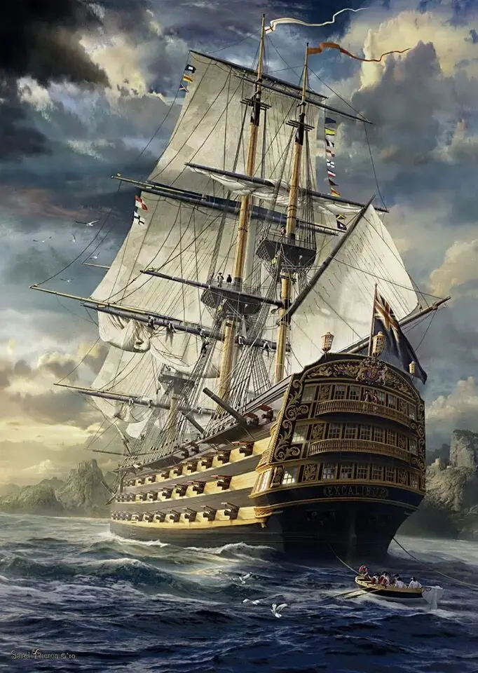 diamond painting saling boat on the sea full square diamondpainting rhinestone ship embroidery Caribbean NEW TOOL | Дом и сад