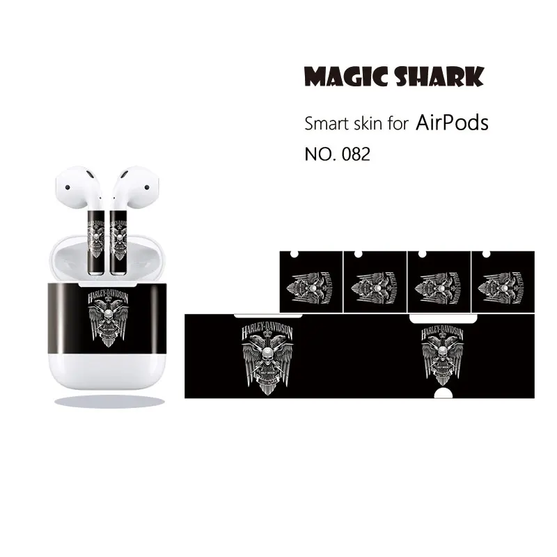 

Magic Shark Cool Dark Skull Skelekon Rose Earphone Wrap Sticker Case for Apple Airpods Cover Film for Apple Airpods