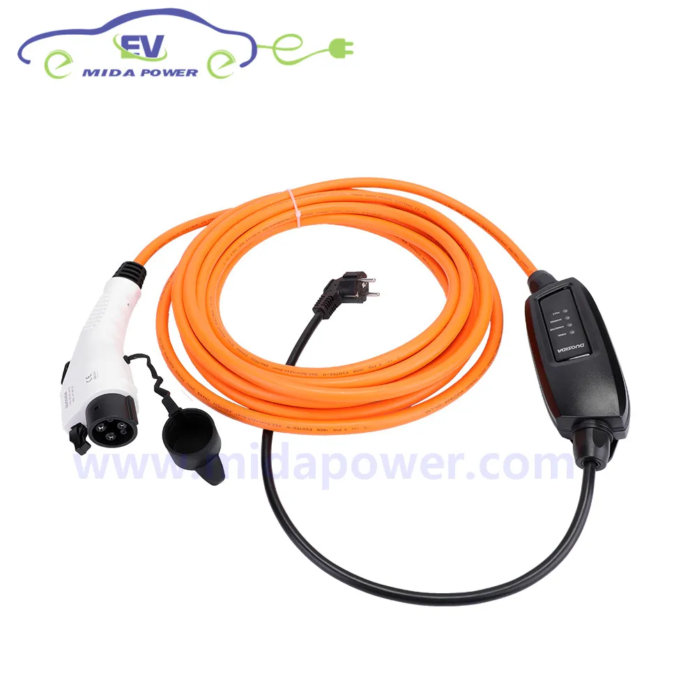 DUOSIDA тип 1 J1772 вилка EVSE 5 м 10 16Amp Уровень 2 EV зарядное устройство с ЕС Schuko|Кабели и