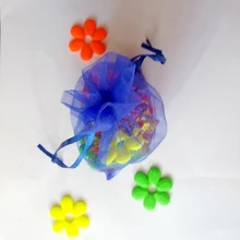 100 шт. 25*35 см Королевский синий мешочек из органзы Ювелирная упаковка Дисплей сумки шнурок мешок для браслеты/ ожерелье мини Пряжа сумка