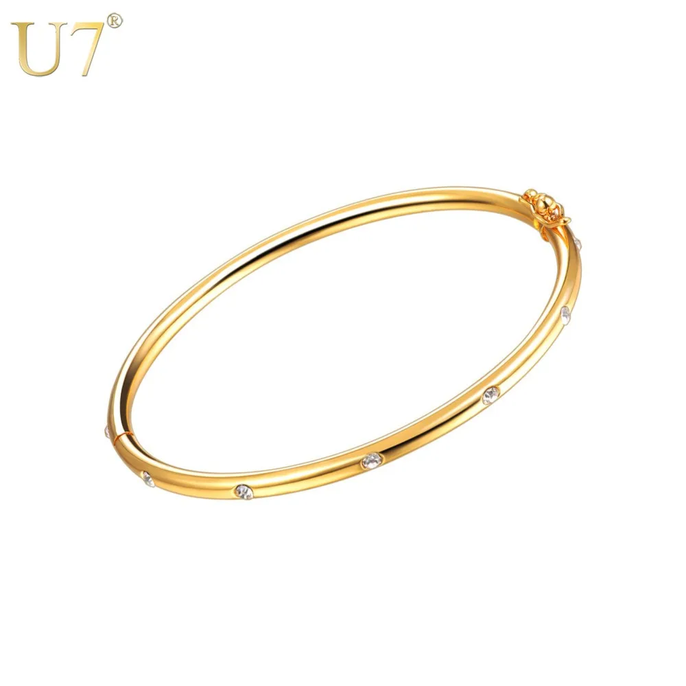 U7 Gold Silver Color Bracelets Bangles For Women Simple Brand U7 Gold Silver Color Bracelets Bangles