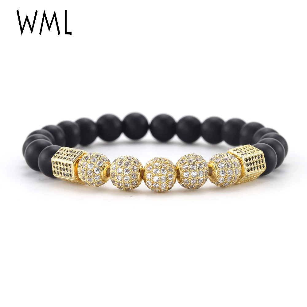 

Luxury zircon bracelets men set Paving Cubic zirconia ball Charms stone beads men women Bracelets & Bangles for men Jewelry