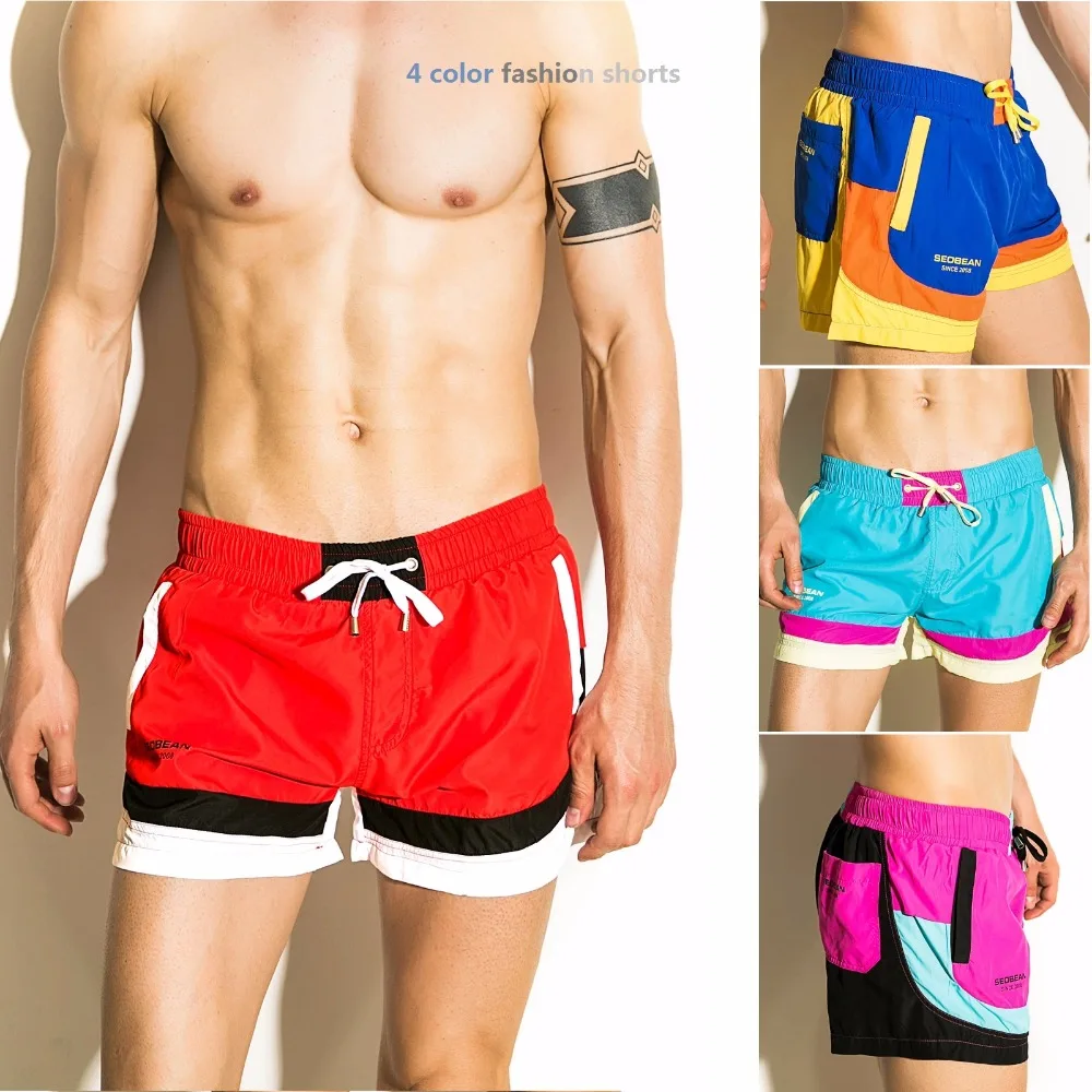 

Men's shorts Lining Mesh Hombrer Cargo Shorts Men Workout Fitness Short Trunks Pockets Homme Beach Wear Board Shorts SEOBEAN