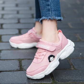 

2019 Summer New Style Girls Sneakers Mesh Breathable Kids Running Shoes Children's Sport Shoes Lightweight Trainers Cute Pink