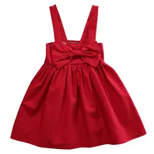 Детский сарафан для новорожденных девочек; модное милое праздничное платье принцессы с красным ремешком и бантом; одежда; 0-3Y