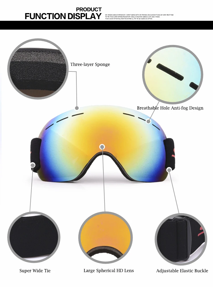 Бренд лыжные очки двойной линзы UV400 Анти-туман Лыжный Спорт очки Для мужчин снег очки для взрослых Лыжный спорт Сноуборд очки для Для женщин очки сноуборд очки для снегохода очки для снегохода анти запотевание