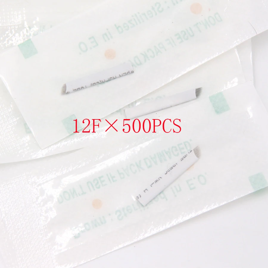 

DWZ 500pcs Professional 12 Pin Flex Microblading Permanent Makeup Needles Eyebrow Tattoo Blade 12 Needle for Manual Tattoo Pen
