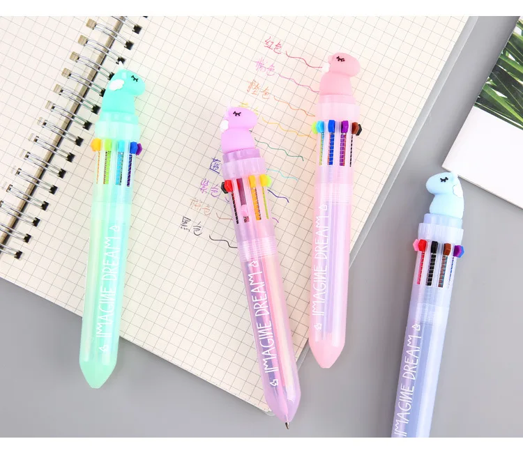 10 цветов/ручка многоцветная шариковая ручка, милый Единорог DIY принадлежности, кавайные канцелярские принадлежности для школьников