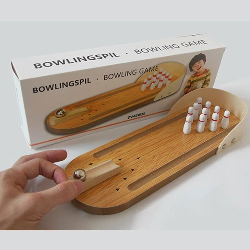 

Wooden Mini Desktop Bowling Game Toy Set Fun Indoor Parent-Child Interactive Table Game Bowling Developmental Toy