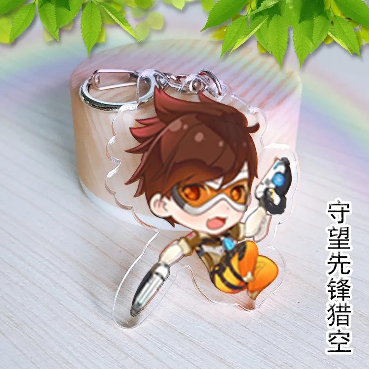 

HKXZM Anime Soldier:76 Mccree Genji Hanzo Roadhog Lucio Mercy Tracer Mei Tracer Ana Pendants keychain Toys Gift