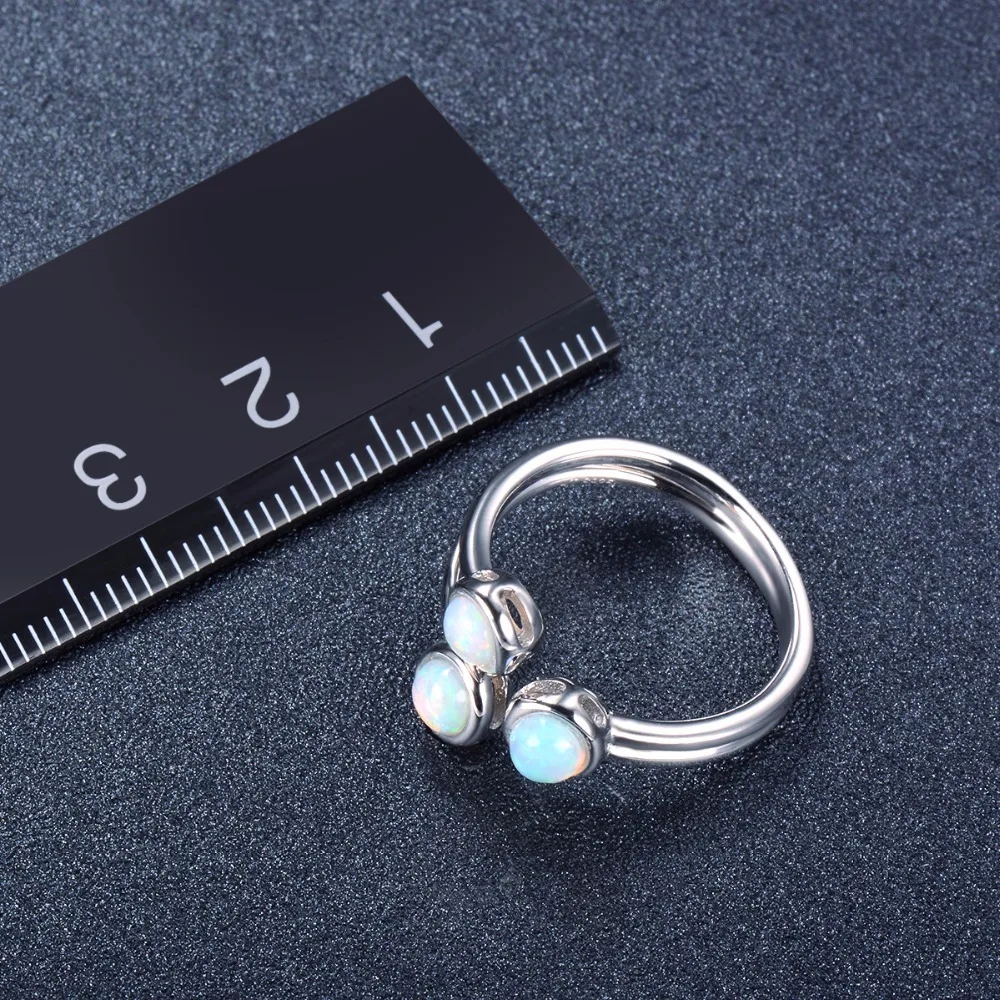 HUTANG натуральный опал женское кольцо, 925 пробы серебро обручальные Открытые Кольца, драгоценный камень ювелирные украшения 3 камень Классический дизайн