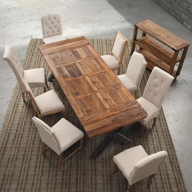 Américain table à manger en bois rectangulaire en bois tables et chaises combinaison de petite taille.jpg Table a manger en fer