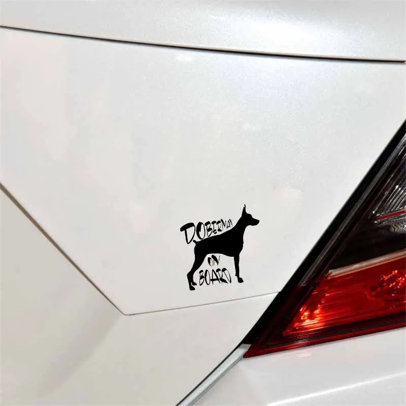 QYPF 15 см * 14 9 Виниловая наклейка DOBERMAN на борту автомобиля черный серебристый