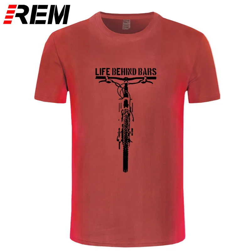 REM забавная футболка с круглым вырезом, забавная одежда, повседневные футболки с коротким рукавом, Мужская жизнь за барами, MTB, горный велосипед, футболка - Цвет: red black