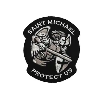 

saint michael protect us Embroidered punk biker Patches Clothes Stickers Apparel Accessories Badge