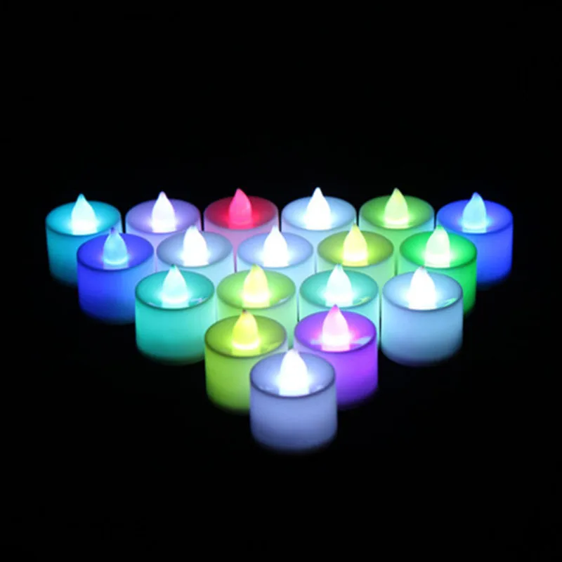 6 шт./партия многоцветные светодиодные лампы в форме свечей беспламенный мигающий чай свет дома украшения день рождения декоративная батарея в комплекте
